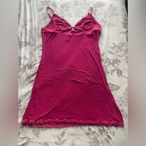 Old Navy Y2K Pink Babydoll Modal Slip Dress Medium Cottage Fairy Coquette Barbie